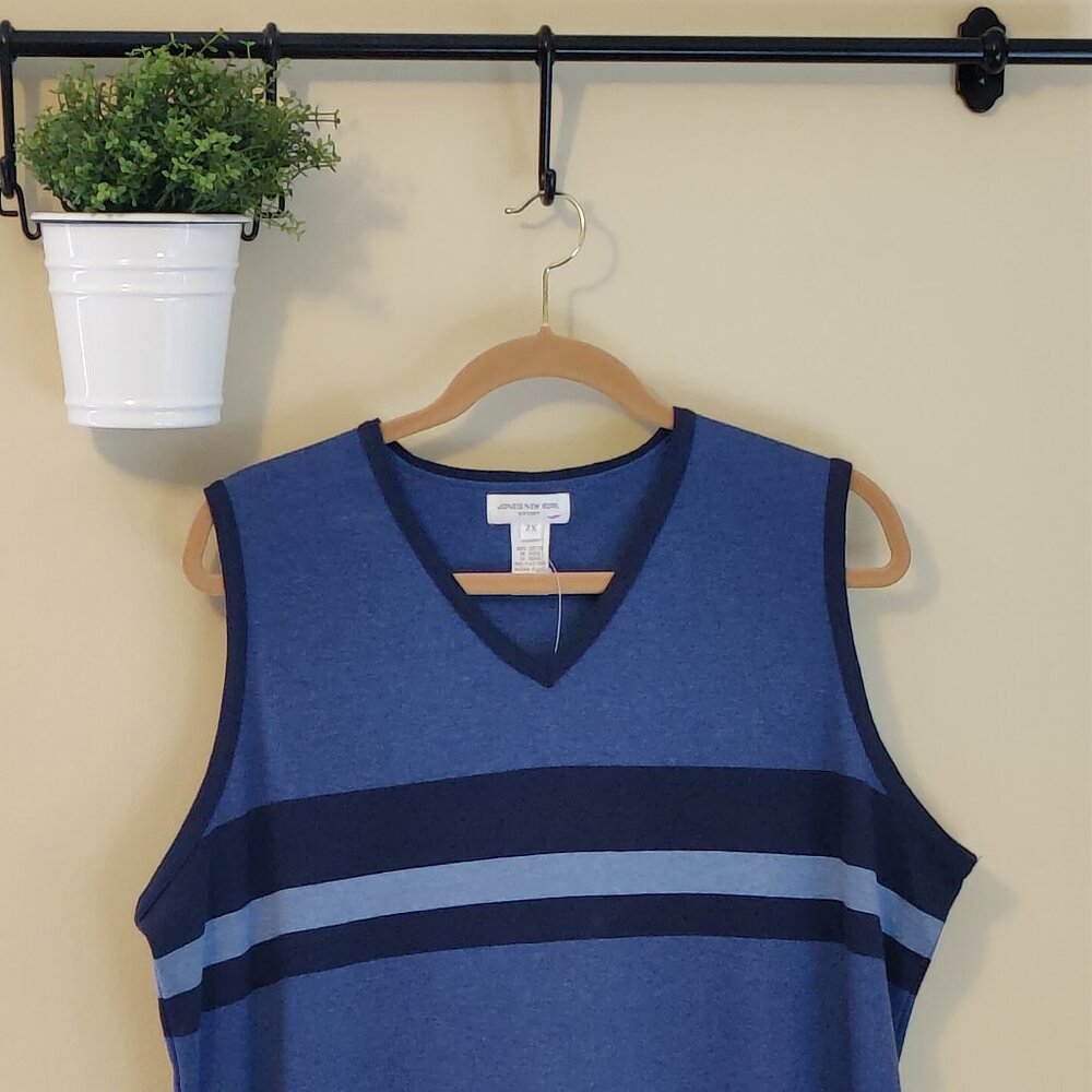 Blue Stripe Sweater - Sleeveless with tags. Fits 1X best  - Jones of New York